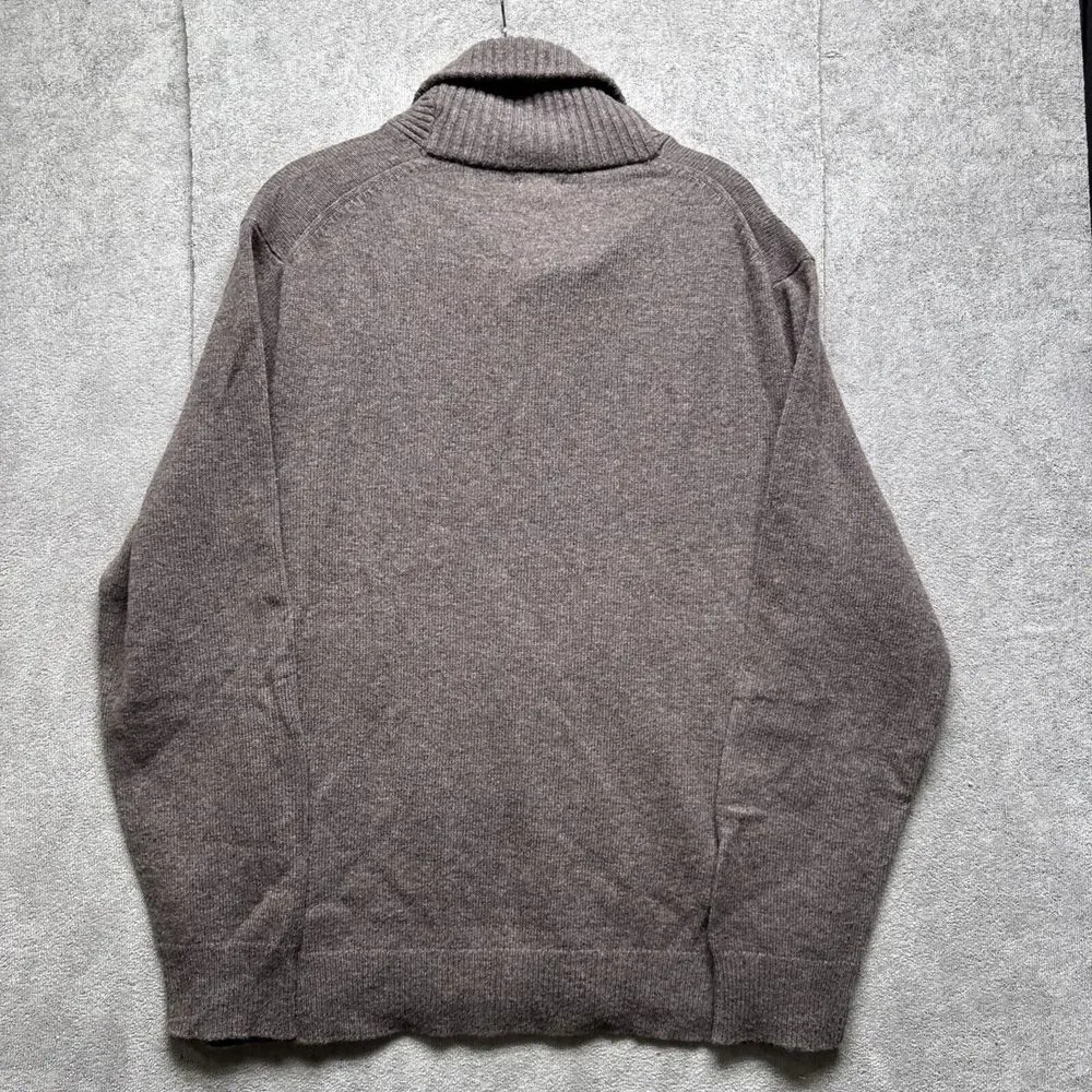J Crew Sweater Mens XL Brown Shawl Collar lambswool Pullover‎ Hensley Knit